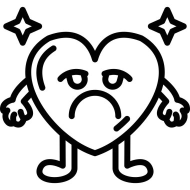 hüzünlü kalp simgesi, vektör illüstrasyonu