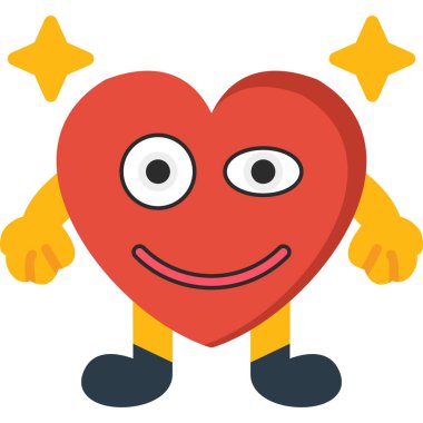 Kalp Karakteri Vektör İllüstrasyonu