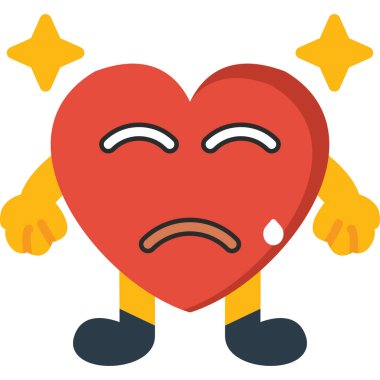 Düz tasarımda kalp duygu ifadesi gösterimi