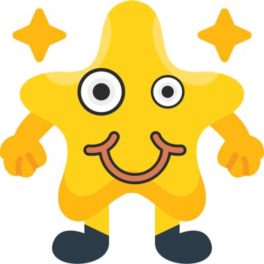 Gülümseyen sarı yıldız ikonu, çizgi film tarzı