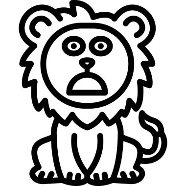 Bir aslan korkmuş seyir çizgi film gösterimi.