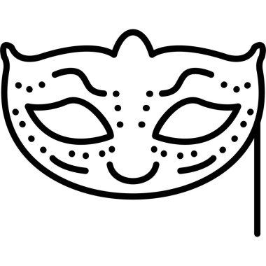 Maskeli balo ikonu. Beyaz arkaplanda izole edilmiş web tasarımı için ana karnaval maskesi vektör simgesi