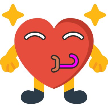 kalp karakter simgesi, vektör illüstrasyonu