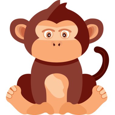 Çizgi film maymunu poz veriyor. vektör illüstrasyonu.