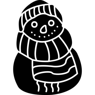 Siyah beyaz eşarplı kardan adam tasviri