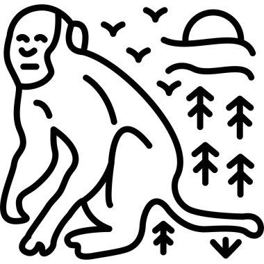 Orman doğa ikonu ana hat vektörü