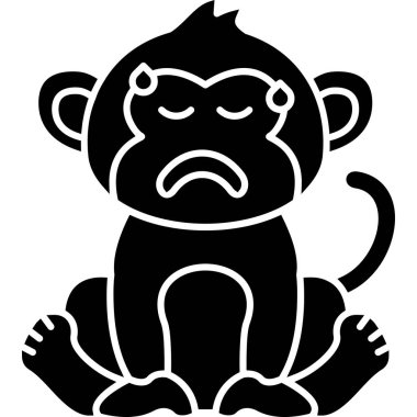 maymun ikonu. Web için maymun vektör simgelerinin basit çizimi