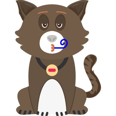 Sevimli çizgi film aslanı, kocaman bir gülümsemesi var.