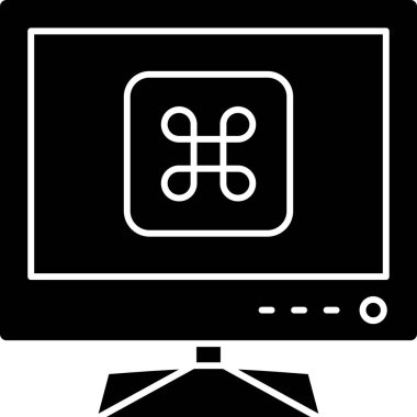 Televizyon ikonlu bilgisayar monitörü. Web tasarımı için TV monitörü vektör simgesine sahip bilgisayarların basit illüstrasyonu