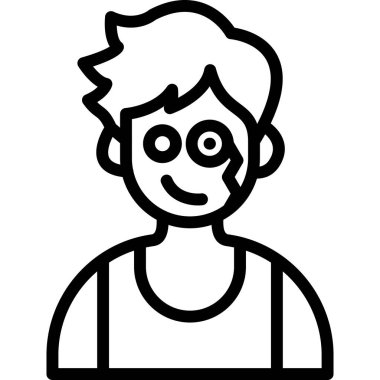 Maske ikonlu genç adam, çizgi tarzı