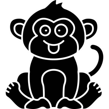 maymun hayvan simgesi, vektör illüstrasyonu