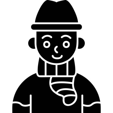 Şapkalı ve eşarplı çocuk, vektör çizimi.