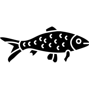 Balık ikonu. Beyaz arkaplanda balık vektör simgelerinin siyah çizimi