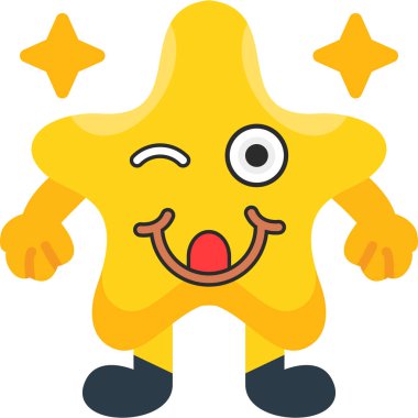 Yüzü olan sarı bir yıldızın vektör çizimi