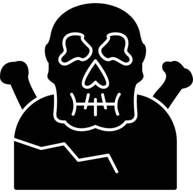 halloween skull with bones, vector illustration