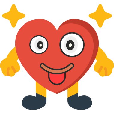 kalp karakteri çizgi film vektör çizimi