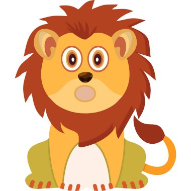 şirin aslan, illüstrasyon, beyaz arkaplanda vektör.