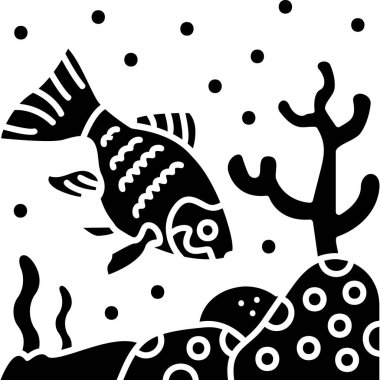 Denizin arka planında bir balık. vektör illüstrasyonu.