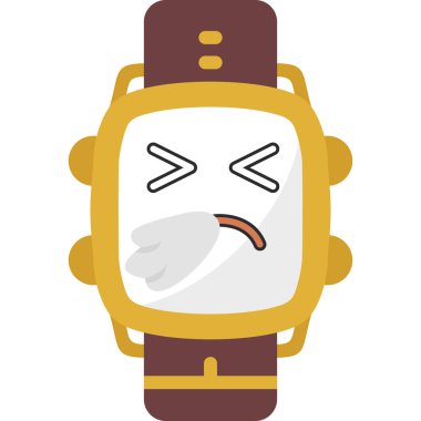 Düz renkli eski bir bilek saati karikatürü