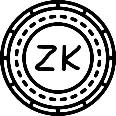 zk sikke para birimi simgesi. beyaz arkaplanda izole edilmiş web tasarımı için zk sikke vektör simgesi taslağı