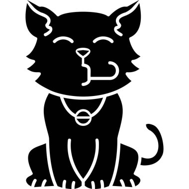 Beyaz arka planda siyah kedi silueti. Vektör çizimi. düz resimleme.