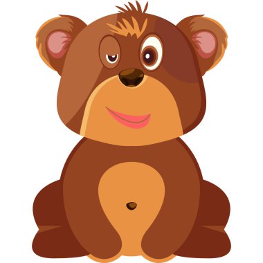 Kırmızı renkli sevimli kahverengi oyuncak ayı çizgi filmi. vektör