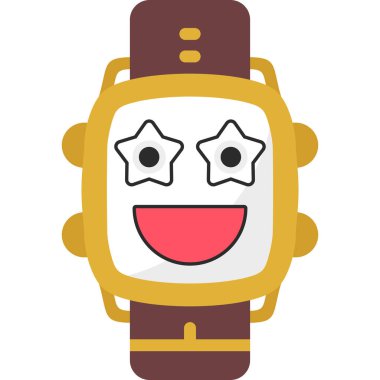 Sevimli çizgi film altın saati, beyaz arkaplanda vektör çizimi.