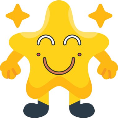 Sevimli yıldız duygu simgesi karakter vektör çizimi tasarımı