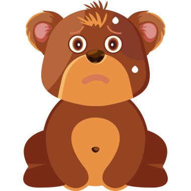 Beyaz arka planda izole edilmiş şirin çizgi film ayısı.