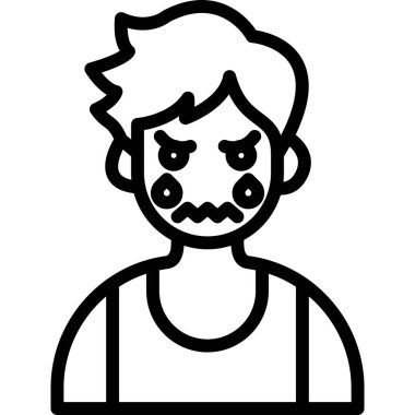 Maske simgesi olan adam, taslak biçimi