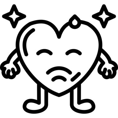 Kalp yüz ikonu ana hatları vektörü. kalp yüzü