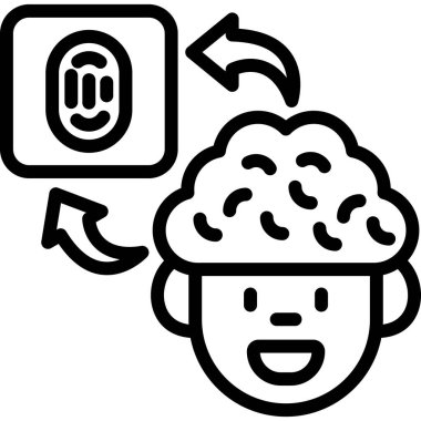 Beyin bulutu hesaplama simgesi ana hat biçiminde