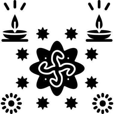 çiçek süsleme simgesi, vektör illüstrasyonu