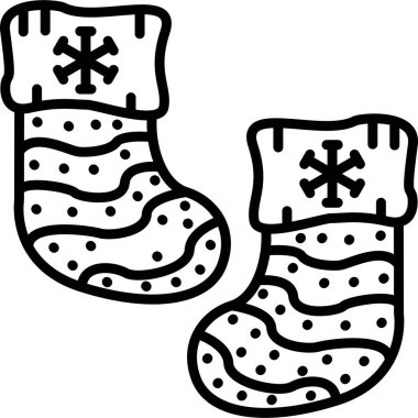 Yılbaşı çorap ikonu, arka planda izole edilmiş basit vektör illüstrasyonu