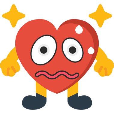 Kızgın ifadeli bir kalbin karikatür çizimi..