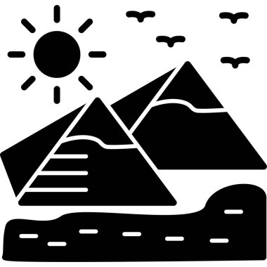 Dağ dağları güneş ikonu ana hatlarıyla
