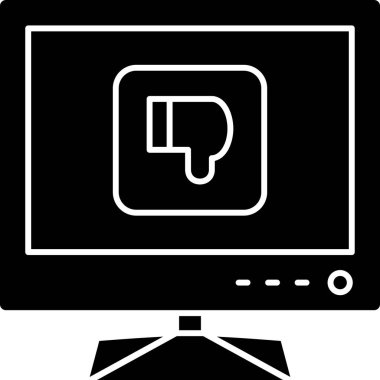 Baş parmağı yukarıda bilgisayar ekranının vektör illüstrasyonu