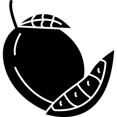 Bir limonun siyah beyaz simgesinin vektör çizimi