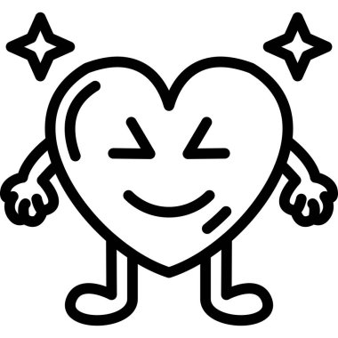 Mutlu bir kalp ikonu, vektör illüstrasyonu