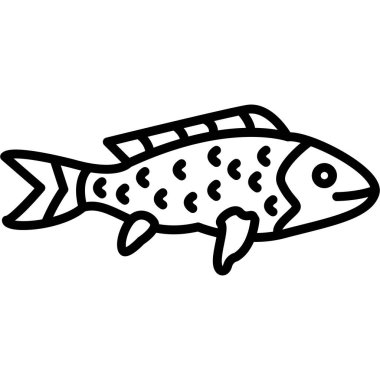 Balık ikonu. Beyaz arkaplanda izole edilmiş vektör illüstrasyonu.