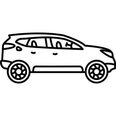 Araba ikonu vektörü. İnce çizgi işareti. izole edilmiş sınır sembolü çizimi