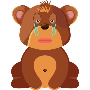 Tatlı çizgi film üzgün ayı.