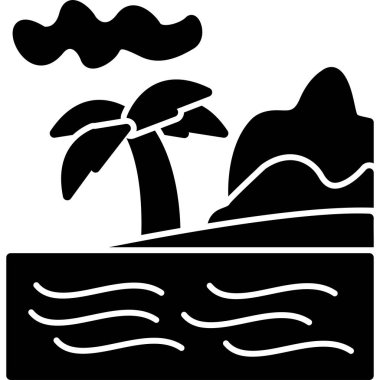 Tropik bir plajın vektör çizimi
