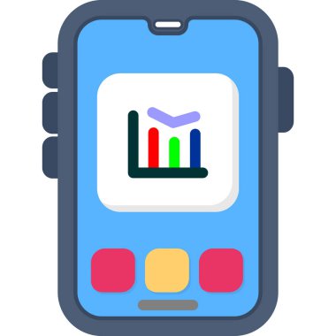 Grafik ikonlu akıllı telefon. vektör illüstrasyonu