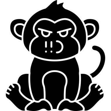 Çapraz kollu kızgın maymun, çizim, beyaz arka planda vektör.