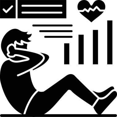 kalp hızı simgesi ve vektör çizimi beyaz arkaplanda izole edildi