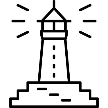 Deniz feneri. Web simgesi basit illüstrasyon
