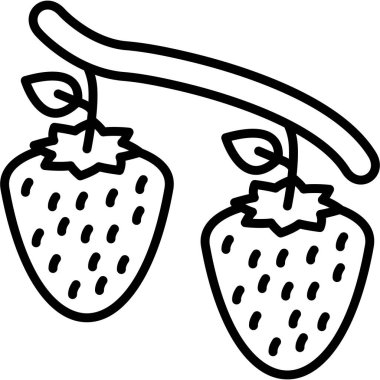 Ana hatlarıyla çilek meyve ikonu