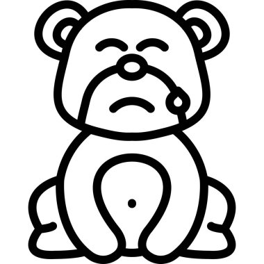 Üzgün görünen sevimli ayının karikatür çizimi.