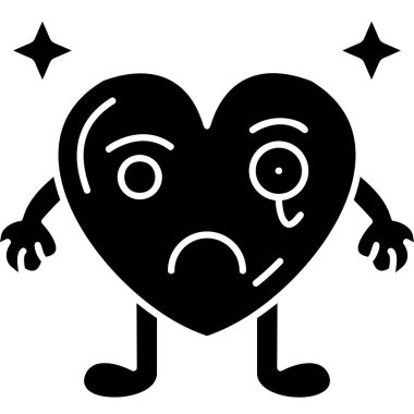 hüzünlü kalp vektörü simgesi